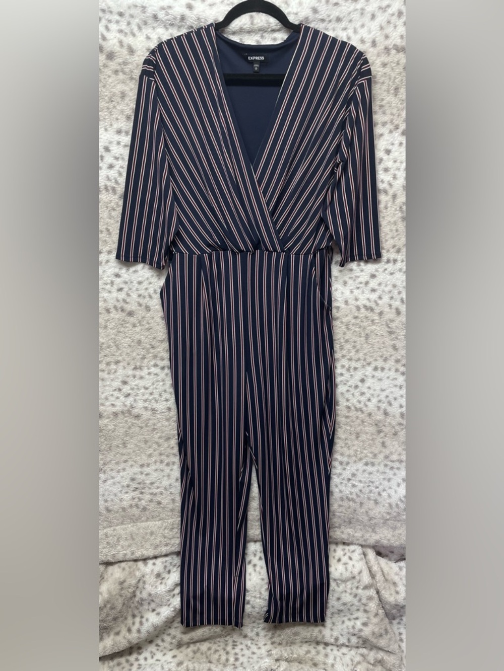 EXPRESS STRIPED V NECK JUMPSUIT
